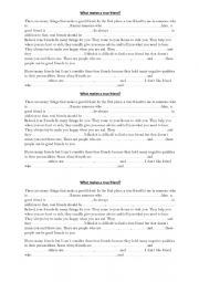 English Worksheet: friendship