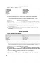 English Worksheet: Personality adjectives 