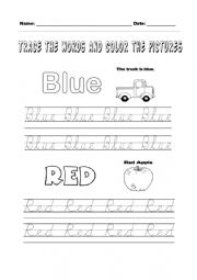 English Worksheet: Colours writting