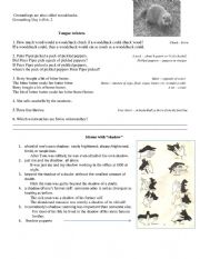 English Worksheet: Groundhog Day:  tongue twisters and shadow idioms