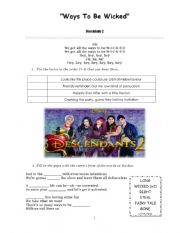 English Worksheet: Ways to Be Wicked - Descendants [Elementary]