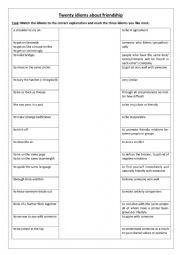 English Worksheet: Idioms about Friendship