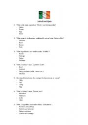 English Worksheet: Irish Food Quiz