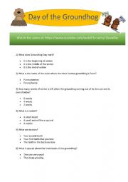 English Worksheet: Day of the groundhog listening comprehension