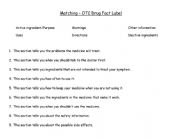 English Worksheet: Matching - OTC Drug Fact Label 