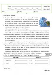 English Worksheet: Natural disasters test