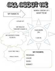 English Worksheet: All about me 