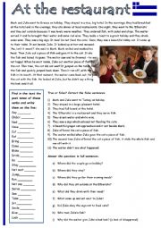 Past simple tense practice: At the Restaurant