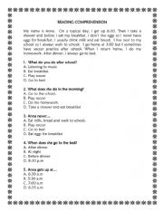 English Worksheet: Reading comprehension