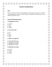 English Worksheet: Reading comprehension 