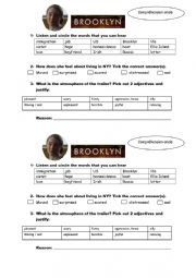 English Worksheet: comprehension Brooklyn trailer