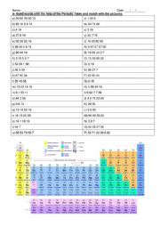 English Worksheet: Periodic table vocabulary fun - cross curricular