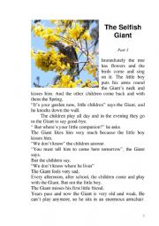 English Worksheet: The Selfish Giant (Final Part)