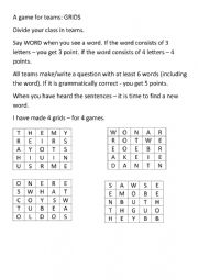 English Worksheet: A game with grids