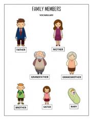 English Worksheet: FAMILY MEMBERS VOCABULARY