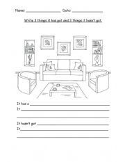 English Worksheet: It has got/hasnt got - furniture