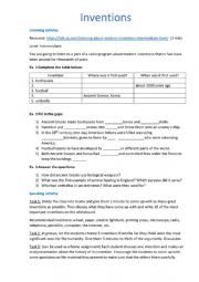 English Worksheet: Modern inventions