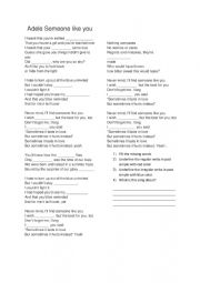 English Worksheet: Adele Someone like you Listening