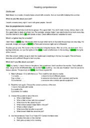 English Worksheet: reading comprehension