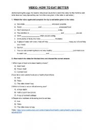English Worksheet: Video - How to eat better
