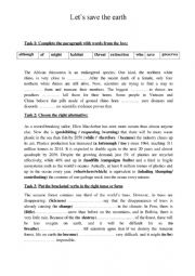 English Worksheet: Save the earth 