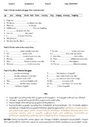 English Worksheet: vocabulary and present Simple-elementary