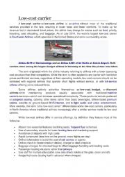 English Worksheet: Tourism - Low cost carriers