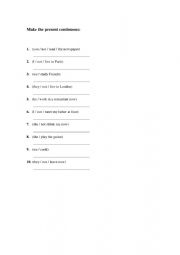 English Worksheet: Present Continuous Worksheet