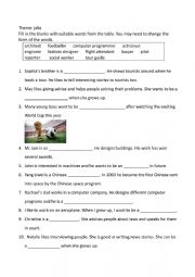 English Worksheet: vocabulary about jobs