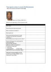 English Worksheet: Marvin Lee Wilson, a mentally disabled prisoner executed in Texas