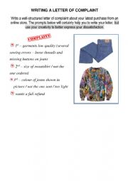 English Worksheet: Writing - Letter of complaint - Faulty clothing