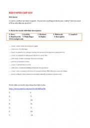 English Worksheet: Red Paper Clip Guy