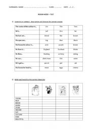 English Worksheet: Robin Hood test