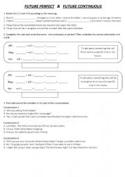 English Worksheet: Guided Discovery - Future Perfect & Future Continuous