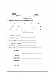 Days of the week and ordinal numbers