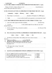 English Worksheet: Language