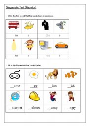 English Worksheet: Phonics Diagnostic Test (Alphabets)