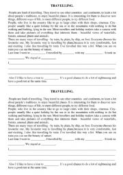 English Worksheet: Travelling