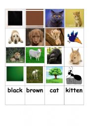 English Worksheet: Memory game for kids. Animals and their children