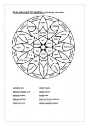 English Worksheet: PAINT THE MANDALA