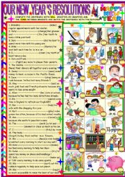 English Worksheet: Our new year�s resolutions