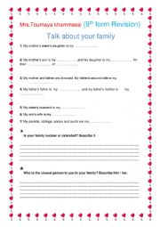 English Worksheet: Family and Relatives