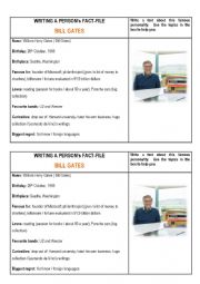 English Worksheet: Writing - Fact-File_ Bill Gates