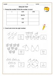 English Worksheet: Lets learn numbers