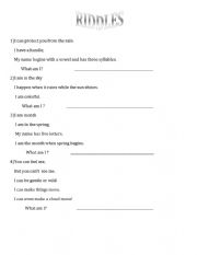 English Worksheet: Riddles