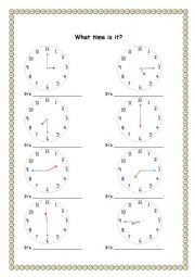 English Worksheet: telling the time