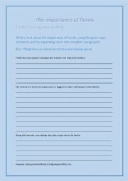English Worksheet: The importance of Family