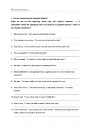 English Worksheet: reported speech - exercises