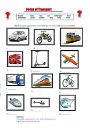 English Worksheet: Forms of Transport