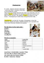 English Worksheet: Thaksgiving